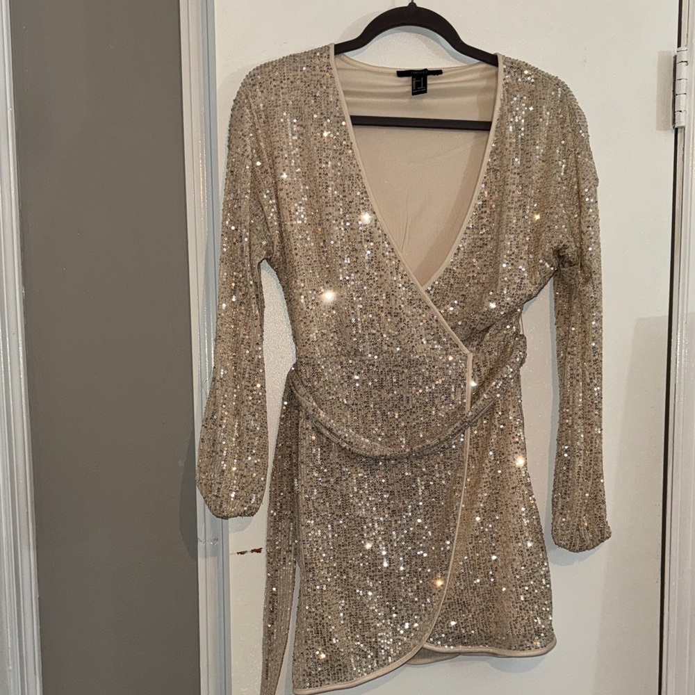 Forever 21 Gold Sequin Wrap Dress